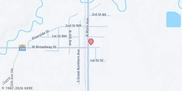 Map showing Climax Parish Food Shelf at 104 W Broadway, Climax, MN