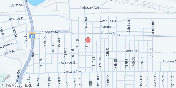 Map showing HDC - Outreach at 24 10th St, Cloquet, MN