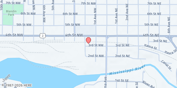 Map showing Ruby's Pantry at 305 NW 1st Ave, Cohasset, MN