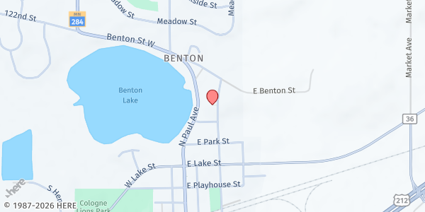 Map showing Bountiful Basket Food Shelf at 102 Lake St W, Cologne, MN