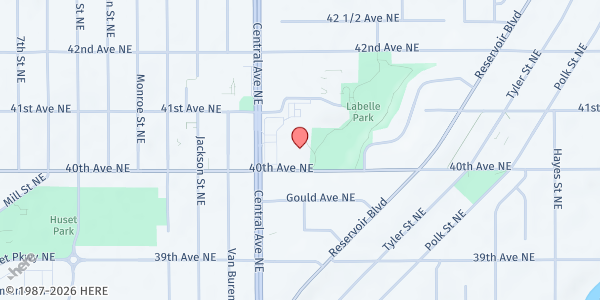 Map showing Mobile Market at Parkview Villa at 965 40th Ave NE, Columbia Heights, MN