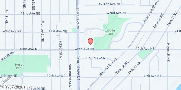 Map showing Mobile Market at Parkview Villa at 965 40th Ave NE, Columbia Heights, MN