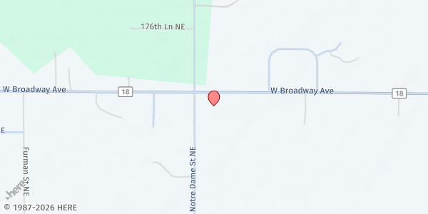 Map showing Crossroads Church at 17445 Notre Dame Street Northeast, Columbus, MN