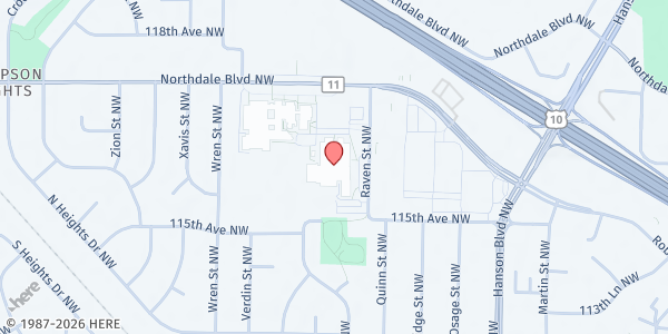 Map showing Coon Rapids Middle School - Hope for the Community at 11600 Raven St NW, Coon Rapids, MN