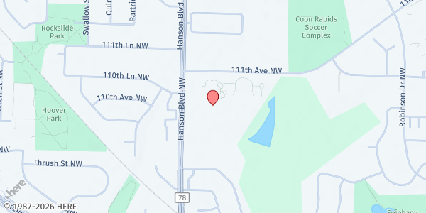 Map showing The Church of the Epiphany at 1900 111th Ave NW, Coon Rapids, MN