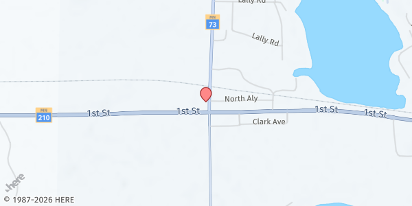 Map showing Tri-Community Food Shelf at 5597 Highway 210, Cromwell, MN