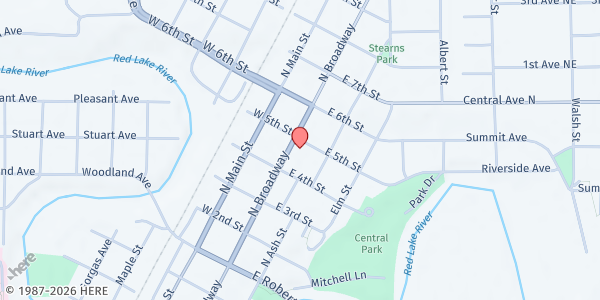 Map showing North Country NAPS at 424 North Broadway #A, Crookston, MN