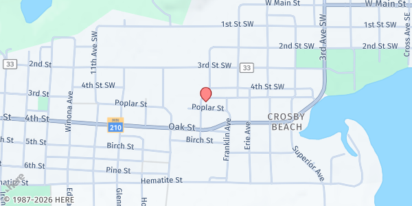 Map showing St. Joseph's Church - Crosby at 617 Poplar St, Crosby, MN