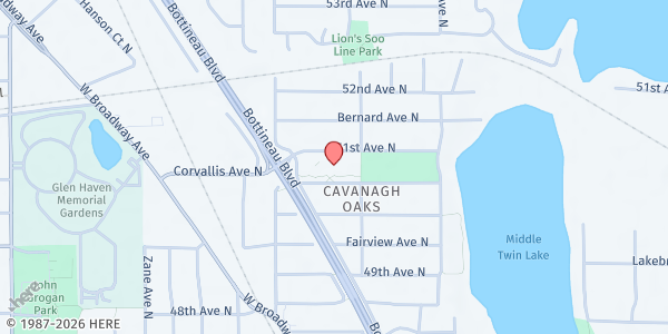 Map showing Mobile Market at The Cavanagh at 5401 51st Avenue North, Crystal, MN