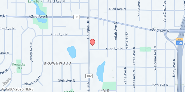 Map showing Serenity Village Community Church at 4100 Douglas Dr N, Crystal, MN