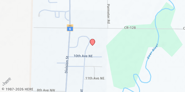 Map showing DEER RIVER FOOD SHELF (TEFAP) at 1049 COMSTOCK DR, Deer River, MN