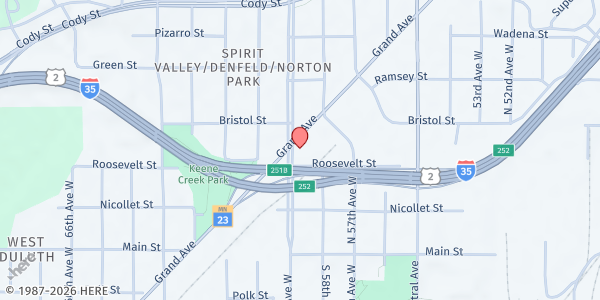 Map showing AEOA – Evergreen Senior Center at 5830 Grand Ave, Duluth, MN