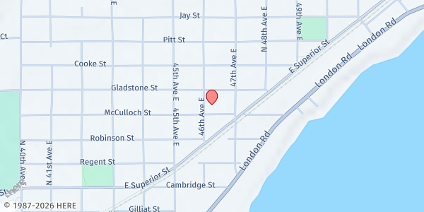 Map showing AEOA - Portman Community Rec Center at 4601 McCulloch St, Duluth, MN