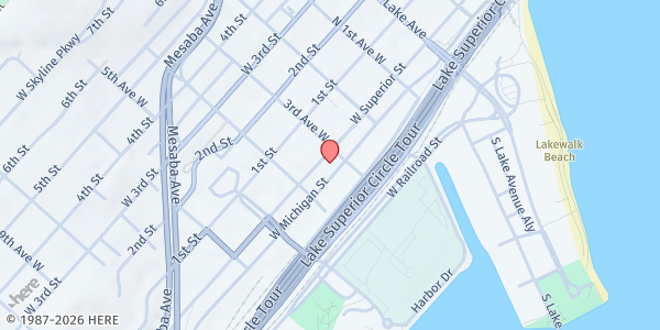 Map showing AgeWell Arrowhead at 306 W Superior St, Duluth, MN