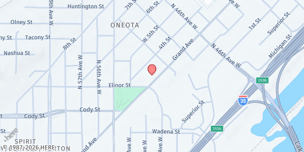 Map showing Chum Emergency Food Shelf West at 4831 Grand Ave, Duluth, MN