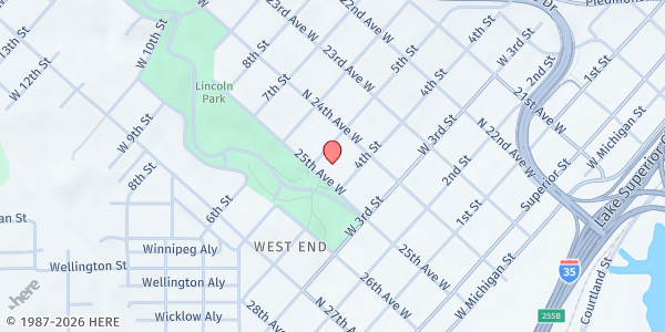 Map showing Community Mobile Market – Lincoln Park at 2424 W 5th St suite 102, Duluth, MN