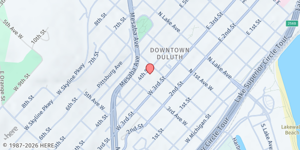 Map showing Damiano Center at 206 W 4th St, Duluth, MN