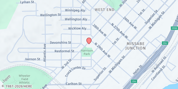 Map showing Duluth Harbor Rescue Mission at 2910 West 3rd Street, Duluth, MN