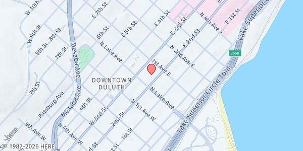 Map showing Duluth Public Schools at 215 North 1st Avenue East, Duluth, MN