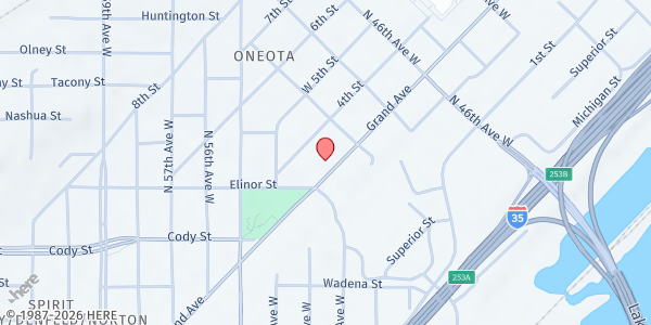 Map showing Emergency Food Shelf West at 4831 Grand Ave, Duluth, MN