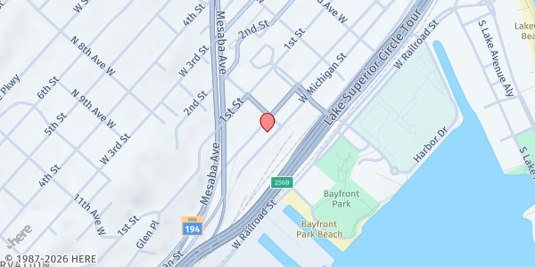 Map showing Gateway Tower at 600 W. Superior Street, Duluth, MN