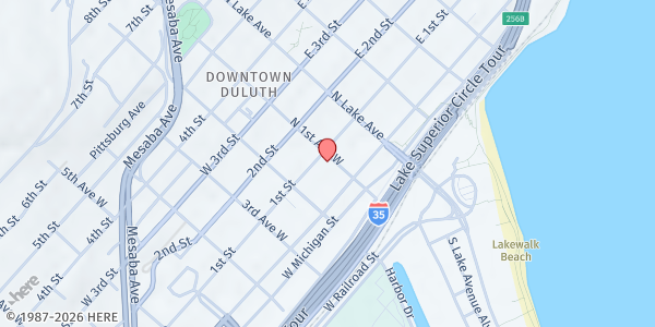 Map showing Life House at 102 W 1st St, Duluth, MN