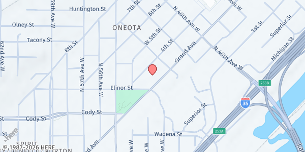 Map showing Our Savior's Evangelical Lutheran Church at 4831 Grand Ave, Duluth, MN