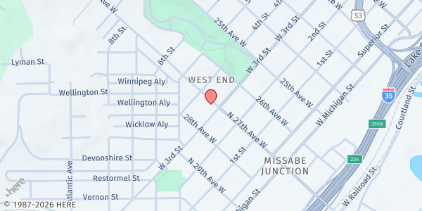 Map showing Redemption Ministries at 2701 W 3rd St, Duluth, MN