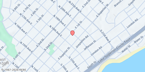 Map showing Revive City Church of Duluth at 1830 E 1st St, Duluth, MN