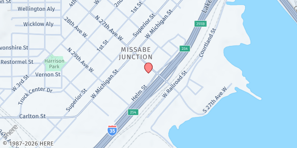 Map showing Salvation Army Duluth at 215 S 27th Ave W, Duluth, MN