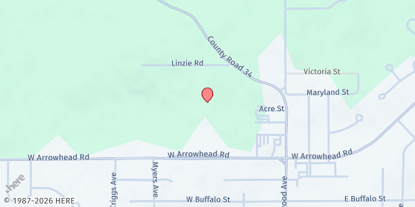 Map showing Vineyard Fruit of the Vine Food Shelf at 1533 W. Arrowhead Road, Duluth, MN