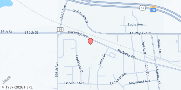 Map showing Peace Eagle Lake Lutheran Church (ELS) at 705 Parkway Ave, Eagle Lake, MN