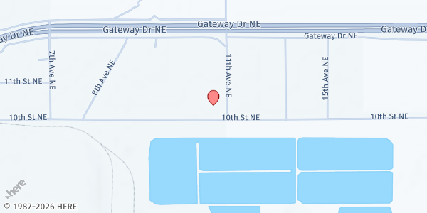 Map showing North Country Food Bank Inc. - East Grand Forks at 1011 11th Ave NE, East Grand Forks, MN