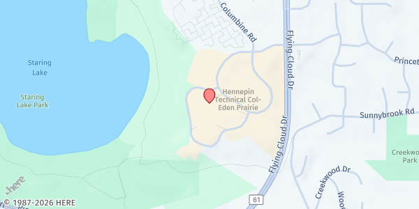 Map showing Food Shelf In-A-Box at Hennepin Technical College Eden Prairie at 13100 College View Drive, Eden Prairie, MN