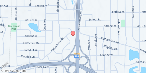 Map showing Crosstown Meals on Wheels - Edina at 6100 Normandale Road, Edina, MN