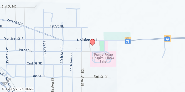 Map showing Grant County Emergency Food Shelf at 1311 State Hwy 79 E, Elbow Lake, MN