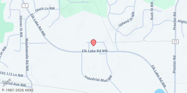 Map showing CAER Food Shelf at 12621 Elk Lake Rd, Elk River, MN