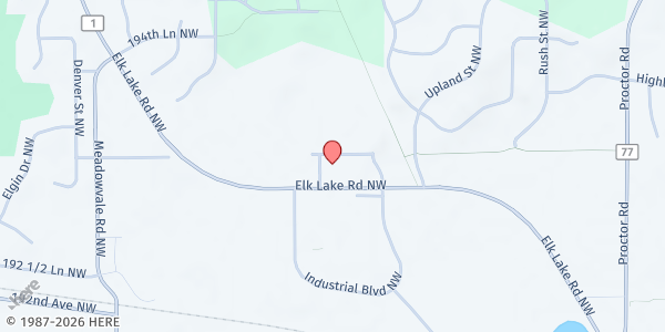 Map showing CAER Food Shelf at 12621 Elk Lake Rd., Elk River, MN