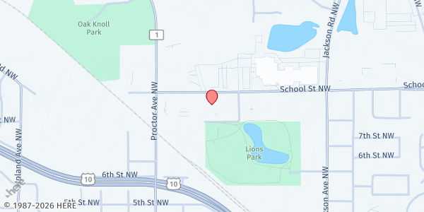 Map showing Central Lutheran Church at 1103 School Street NW, Elk River, MN