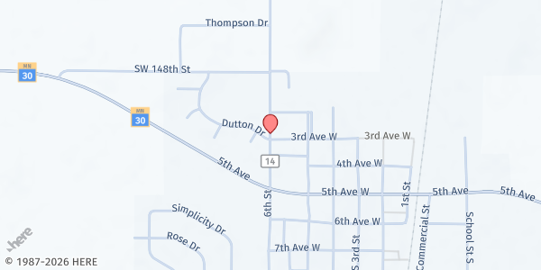 Map showing Ellendale Area Food Shelf - Food Distribution Center at 200 6th St N, Ellendale, MN