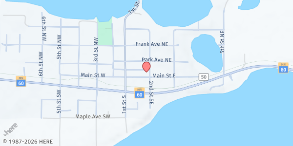 Map showing WE Share Food Shelf at 132 East Main Street, Elysian, MN