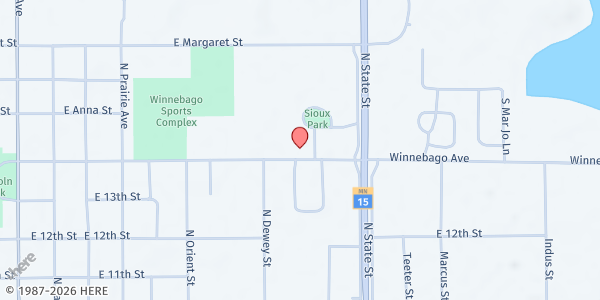 Map showing Heaven's Table Food Shelf-Fairmont at 909 Winnebago Ave, Fairmont, MN