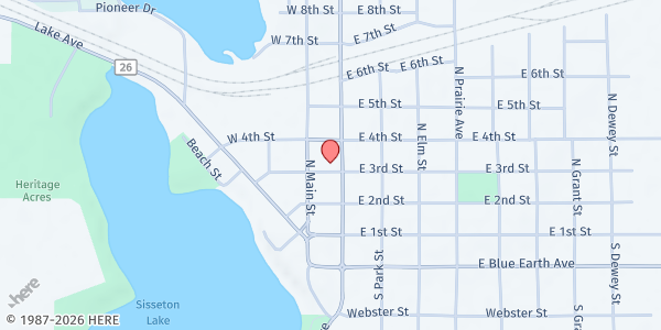 Map showing Salvation Army Fairmont - Food Distribution Center at 303 Downtown Plaza, Fairmont, MN