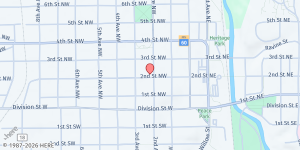 Map showing First English Lutheran Church at 204 2nd St NW, Faribault, MN