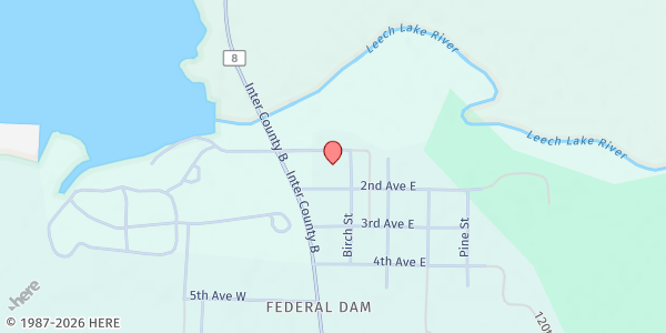 Map showing Federal Dam Mobile Pantry at 36 2nd Ave, Federal Dam, MN