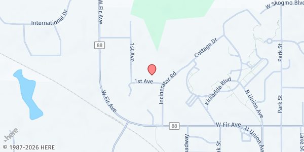 Map showing Fergus Falls Community Food Shelf at 1512 N 1st Ave, Fergus Falls, MN