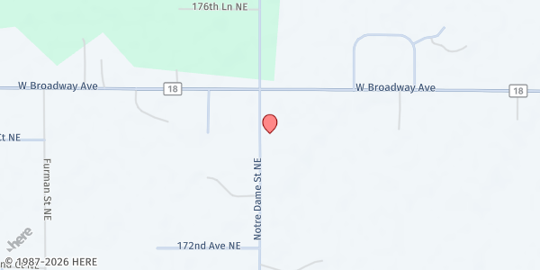 Map showing Crossroads Evangelical Covenant Church at 17445 Notre Dame Street NE, Forest Lake, MN