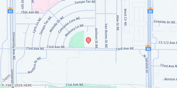 Map showing Grace Evangelical Free Church at 755 73rd Ave NE, Fridley, MN