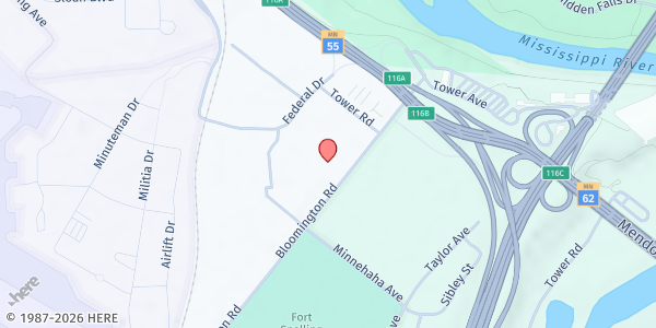 Map showing Upper Post Veteran's Community - High Rise at 6210 Bloomington Road, Ft. Snelling, MN