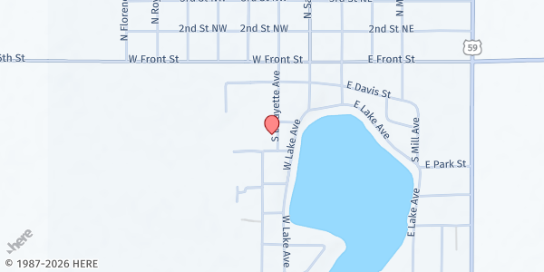Map showing Fulda Food Shelf at 305 S. Lafayette Avenue, Fulda, MN